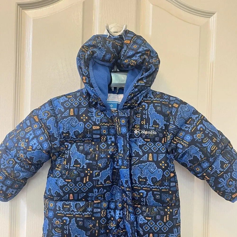 Columbia Infant Snuggly Bunny II Bunting Down Snowsuit Blue Boys 12-18 Months